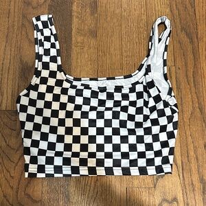 Black & White Checkered Crop Top